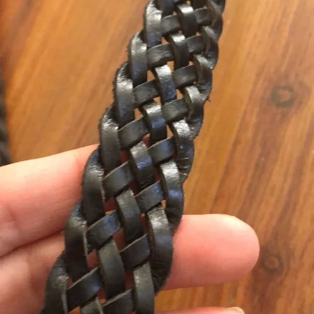 Michael Kors braided leather black belts with gold hardware. 1 inch.